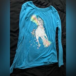 Bundle 1 The children’s place Blue Unicorn Long Sleeve and 1 Primark Tan flower